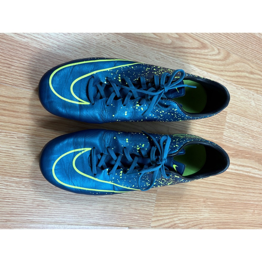 Nike Mercurial Victory V FG Blue Yellow Soccer Cleats 651632-440 Mens 11.5
